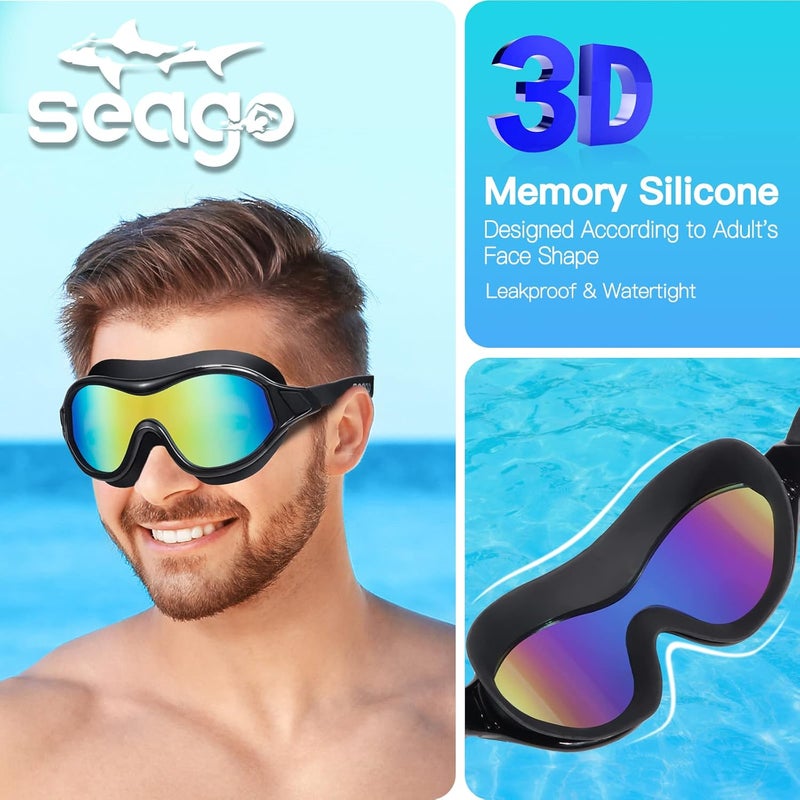 Seago Swim Goggles No Leaking Anti-Fog Pool Goggles Swimming Goggles for Adult Men Women Youth, UV Protection 180° Clear Vision - Image 3